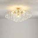 Semi-flush Iron Crystal Elegant Ceiling Lights for Living Room Bedroom