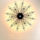 Semi-flush Crystal Flower and Leaves Ceiling lights for Living Room Bedroom