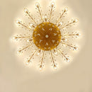 Semi-flush Crystal Flower and Leaves Ceiling lights for Living Room Bedroom