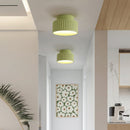 1-Light Cream Style Vintage Drum Semi Flush Mount Ceiling Lamp