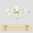 Spherical Semi-Flush Mount with Crystal-6/8/10/12 Lights Gold Ceiling Light