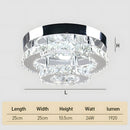 2 Layers Round LED Crystal Silver Ceiling Light for Hallway Kitchen