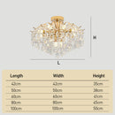 Semi-flush Iron Crystal Elegant Ceiling Lights for Living Room Bedroom