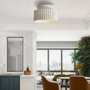 1-Light Cream Style Vintage Drum Semi Flush Mount Ceiling Lamp