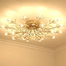 Semi-flush Crystal Flower and Leaves Ceiling lights for Living Room Bedroom