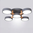 Modern Iron Wood LED Bedroom Ceiling Light