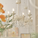Vintage White Metal & Glass Luxury Chandelier Light