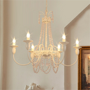 Vintage White Metal & Glass Luxury Chandelier Light