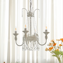 Vintage White Metal & Glass Luxury Chandelier Light