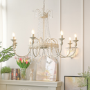Vintage White Metal & Glass Luxury Chandelier Light
