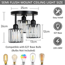 Crystal Semi Flush Ceiling Lights for Living Room, Hallway