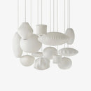 Nordic White Lantern Saucer Pendant Light For Living Room